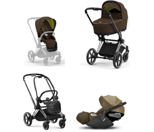 Cybex Priam 4.0 + Cloud Z2 I-size Chrome black frame Khaki Brown Детская Коляска 3in1