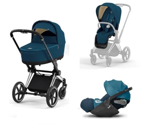 Cybex Priam 4.0 + Cloud Z2 I-size Chrome black frame Mountain Blue Детская Коляска 3in1