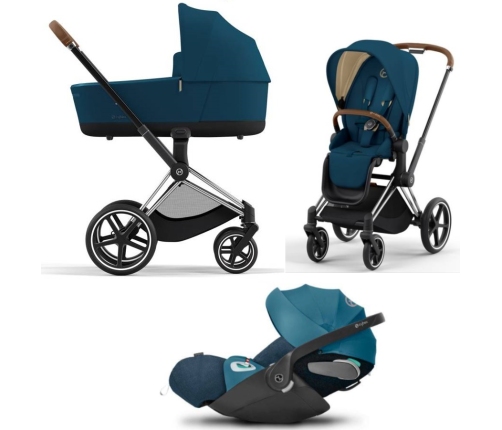 Cybex Priam 4.0 + Cloud Z2 I-size Chrome brown frame Mountain Blue Детская Коляска 3in1