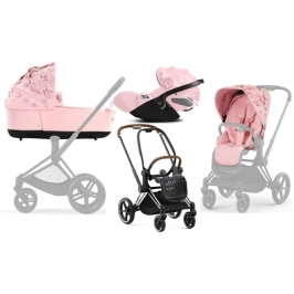 Cybex Priam 4.0 + Cloud Z2 I-size Chrome brown frame Pale Blush Simply Flowers Bērnu Ratiņi 3in1