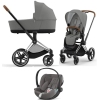 Cybex Priam 4.0 + Cloud Z2 I-size Chrome brown frame Soho Grey Детская Коляска 3in1