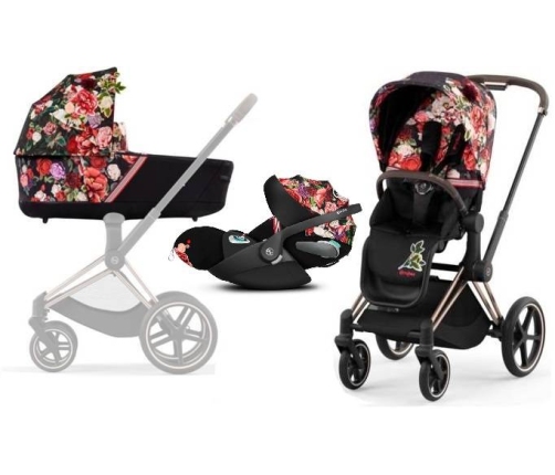 Cybex Priam 4.0 + Cloud Z2 I-size Gold rose frame Spring Blossom Dark Детская Коляска 3in1