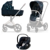 Cybex Priam 4.0 + Cloud Z2 I-size Matt black frame Jewels of Nature Bērnu Ratiņi 3in1