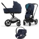 Cybex Priam 4.0 + Cloud Z2 I-size Matt black frame Nautical Blue Bērnu Ratiņi 3in1