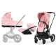 Cybex Priam 4.0 + Cloud Z2 I-size Matt black frame Pale Blush Simply Flowers Bērnu Ratiņi 3in1