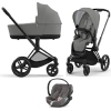 Cybex Priam 4.0 + Cloud Z2 I-size Matt black frame Soho Grey Bērnu Ratiņi 3in1