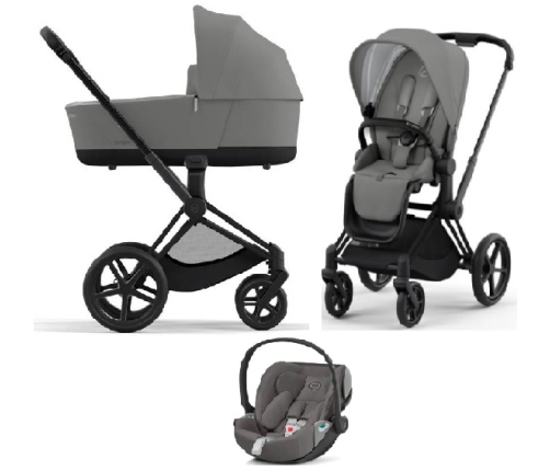 Cybex Priam 4.0 + Cloud Z2 I-size Matt black frame Soho Grey Bērnu Ratiņi 3in1