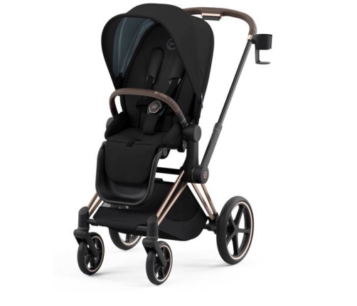 Cybex Priam 4.0 Deep Black + Gold rose frame Pastaigu Ratiņi