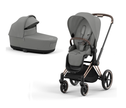 Cybex Priam 4.0 Mirage Grey Rose Gold frame Bērnu Ratiņi 2in1