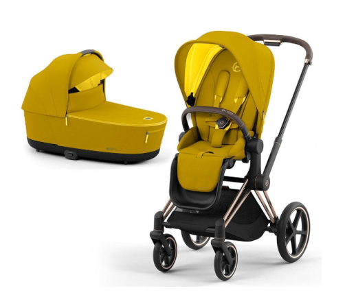 Cybex Priam 4.0 Mustard Yellow Rose Gold frame Bērnu Ratiņi 2in1