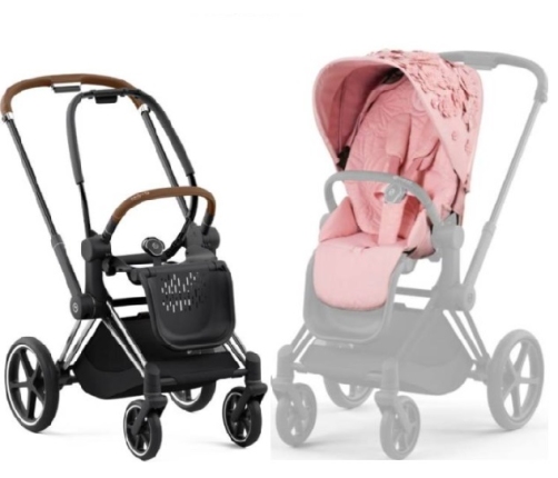 Cybex Priam 4.0 Pale Blush Simply Flowers + Chrome brown frame Прогулочная Коляска