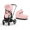 Cybex Priam 4.0 Peach Pink Chrome Black frame Bērnu Ratiņi 2in1