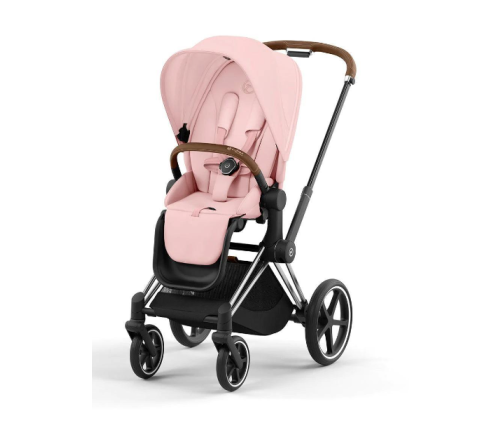 Cybex Priam 4.0 Peach Pink Chrome Brown frame Bērnu Ratiņi 2in1