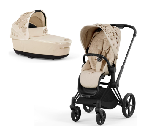 Cybex Priam 4.0 Simply Flowers Nude Beige Matt Black frame Bērnu Ratiņi 2in1