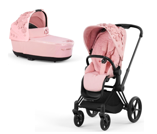 Cybex Priam 4.0 Simply Flowers Pale Blush Matt Black frame Bērnu Ratiņi 2in1