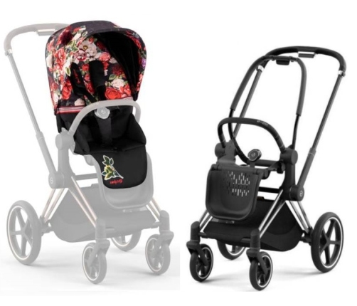 Cybex Priam 4.0 Spring Blossom Dark + Chrome black frame Прогулочная Коляска