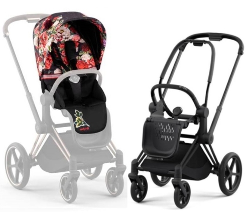 Cybex Priam 4.0 Spring Blossom Dark + Matt black frame Прогулочная Коляска