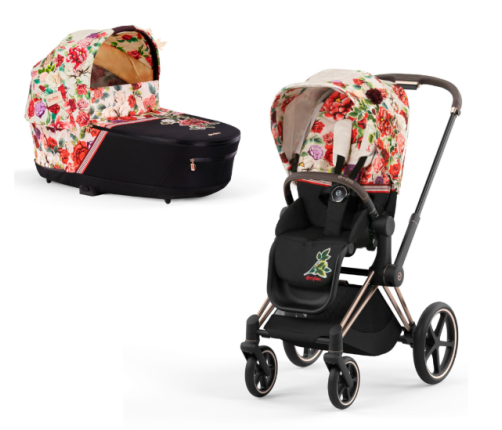 Cybex Priam 4.0 Spring Blossom Light Rose Gold frame Bērnu Ratiņi 2in1