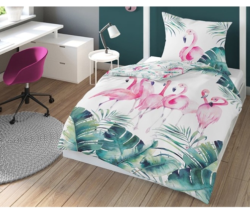 Detexpol Flamingo Paradise gultas veļas komplekts no 2 daļām 160x200