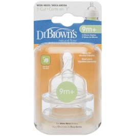 Dr.Browns Y-Cut Knupīši pudelītēm ar platu kakliņu, paredzēti biezām sulām un biezeņiem no 9+ (2 gab.)