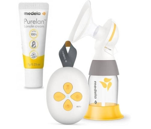 Электрический молокоотсос Medela Solo Single + крем для сосков Purelan Lanolin