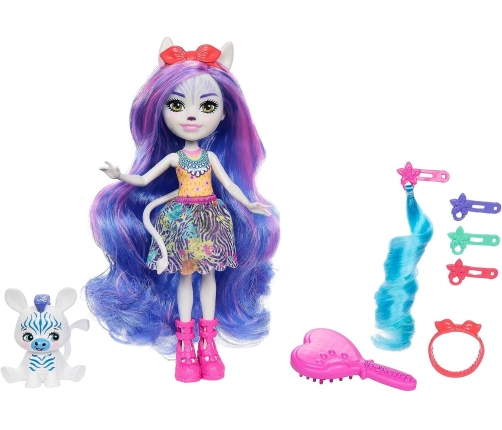 Mattel Enchantimals Glam Party Zemirah Zebra Grainy HNV28 + 5 Accessories HNV28 Кукла с животными