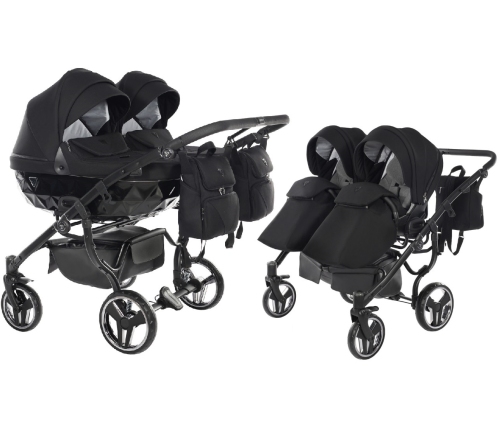 Junama Basic Duo 01 Black Dvīņu Ratiņi 2in1