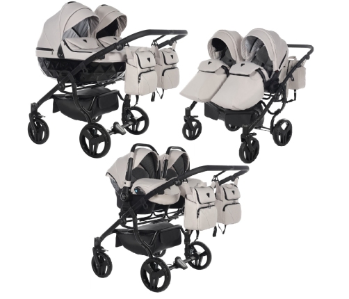 Junama Basic Duo 05 Clay Grey Dvīņu Ratiņi 3in1