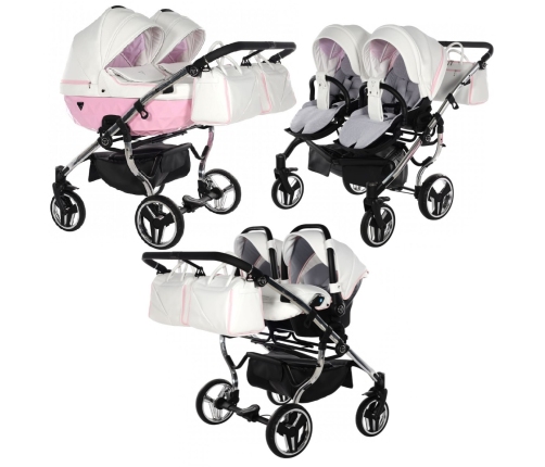 Junama Candy Duo 01 Pink Коляска для двойняшек 3in1