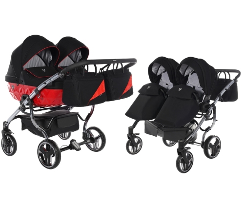 Junama Diamond S-Line Duo 01 Red Dvīņu Ratiņi 2in1