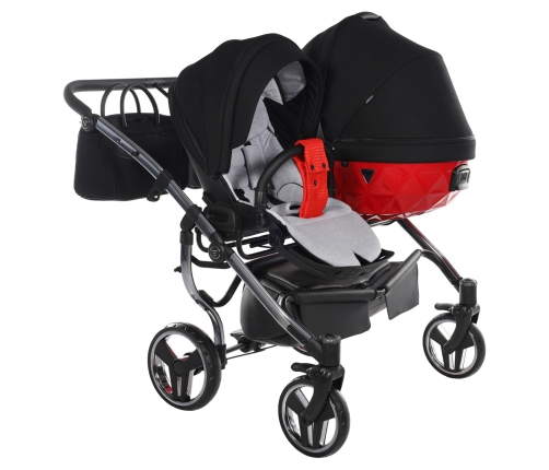 Junama Diamond S-Line Duo 01 Red Dvīņu Ratiņi 3in1