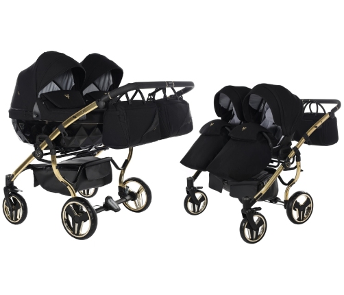 Junama Diamond S-Line Duo 02 Black Gold Коляска для двойняшек 2in1