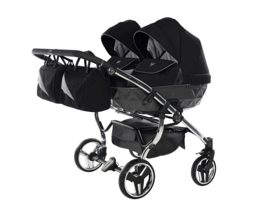 Junama Diamond S-Line Duo 03 Black Grey Dvīņu Ratiņi 2in1