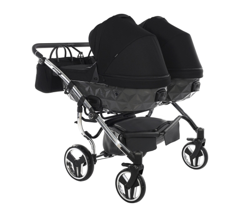 Junama Diamond S-Line Duo 03 Black Grey Dvīņu Ratiņi 2in1