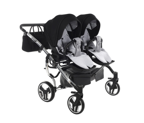 Junama Diamond S-Line Duo 03 Black Grey Dvīņu Ratiņi 2in1