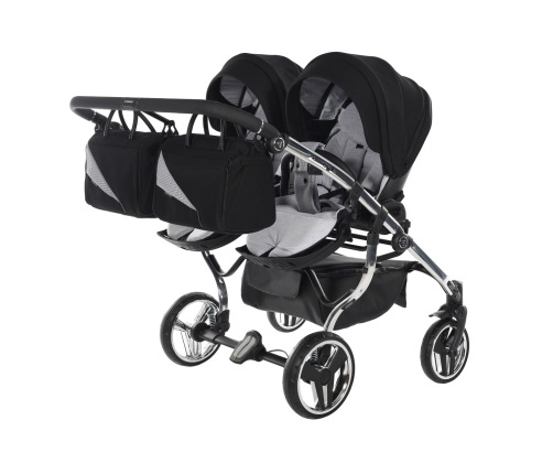 Junama Diamond S-Line Duo 03 Black Grey Dvīņu Ratiņi 2in1