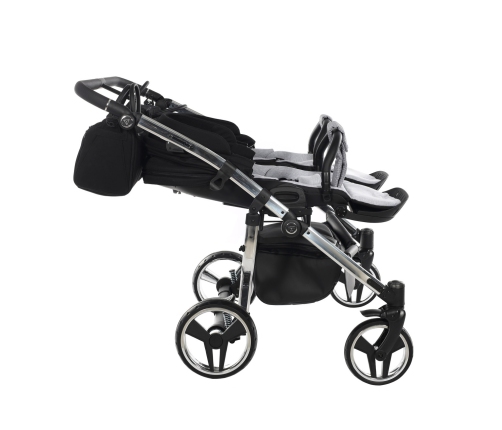 Junama Diamond S-Line Duo 03 Black Grey Dvīņu Ratiņi 2in1