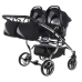 Junama Diamond S-Line Duo 03 Black Grey Коляска для двойняшек 3in1