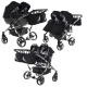 Junama Diamond S-Line Duo 03 Black Grey Dvīņu Ratiņi 3in1