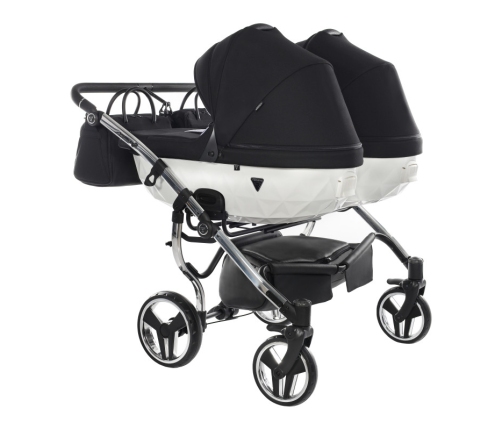 Junama Diamond S-Line Duo 04 White Black Dvīņu Ratiņi 3in1