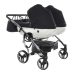 Junama Diamond S-Line Duo 04 White Black Dvīņu Ratiņi 3in1