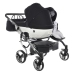 Junama Diamond S-Line Duo 04 White Black Dvīņu Ratiņi 3in1