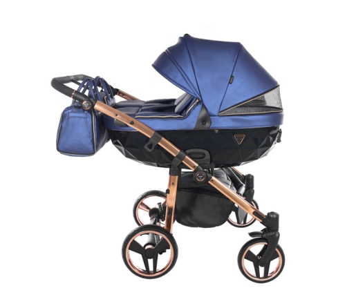 Junama Fluo Line Duo 01 Navy Blue Rose Gold Dvīņu Ratiņi 2in1