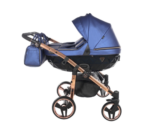 Junama Fluo Line Duo 01 Navy Blue Rose Gold Dvīņu Ratiņi 3in1