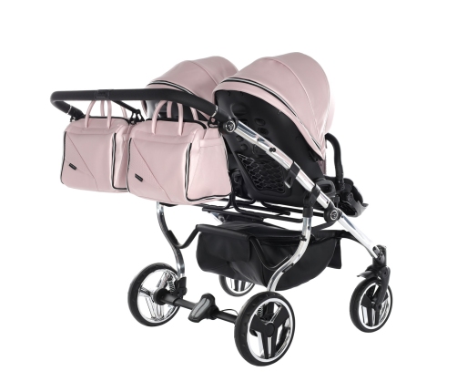 Junama Fluo Line Duo 06 Pink Silver Dvīņu Ratiņi 3in1