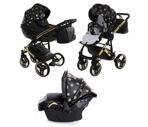 Junama Glow col.5 Black gold Bērnu Ratiņi 3 in 1