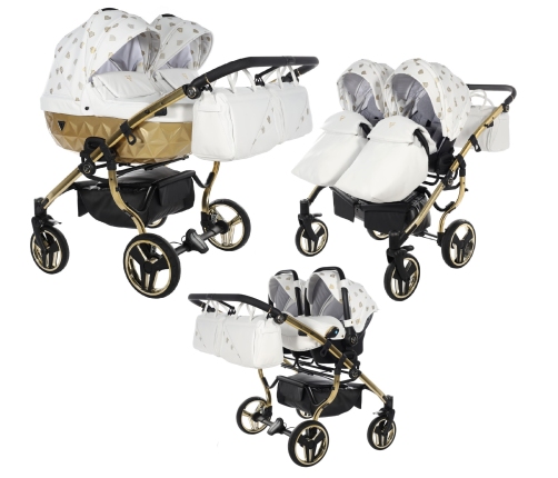 Junama Glow Duo 02 White Gold Dvīņu Ratiņi 3in1