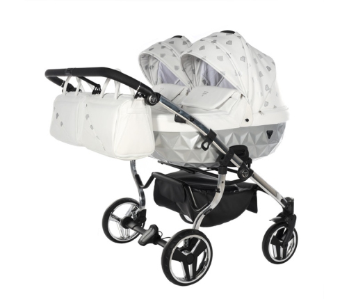 Junama Glow Duo 03 White Silver Коляска для двойняшек 2in1