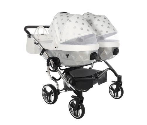 Junama Glow Duo 03 White Silver Коляска для двойняшек 2in1