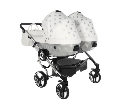 Junama Glow Duo 03 White Silver Коляска для двойняшек 2in1